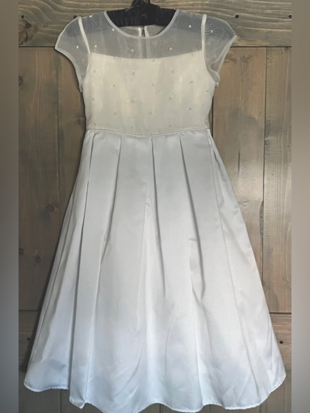 Biscotti Collezioni White Satin First Communion Flower Girl Dress Size 8 EUC LN